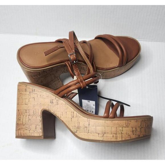 Universal Thread Shoes Womens Size 10 Brown Cognac Platform Memory Foam Sandals - Picture 4 of 8